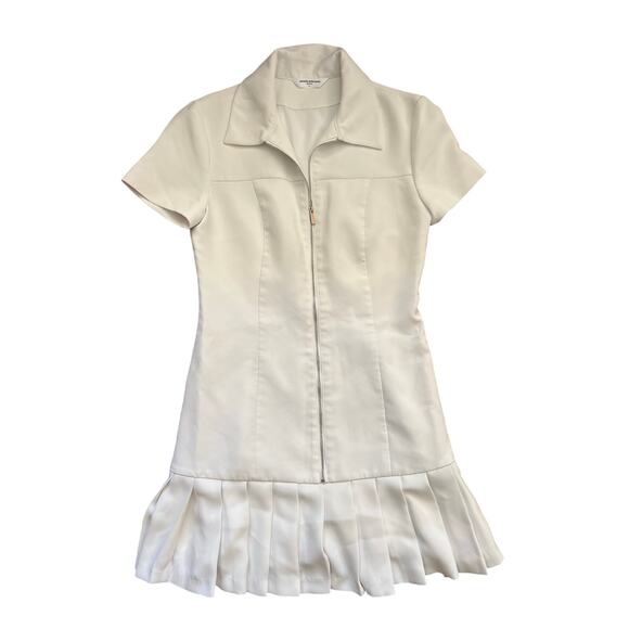 Amanda Uprichard XS Wendell Mini Dress Ivory White Pleated Hem Tennis Dress - Picture 4 of 9